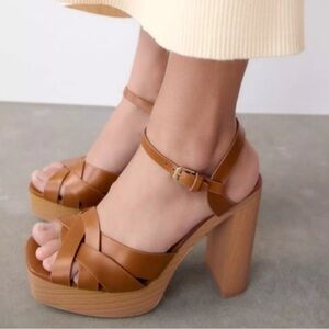 Zara Brown Platform Sandals